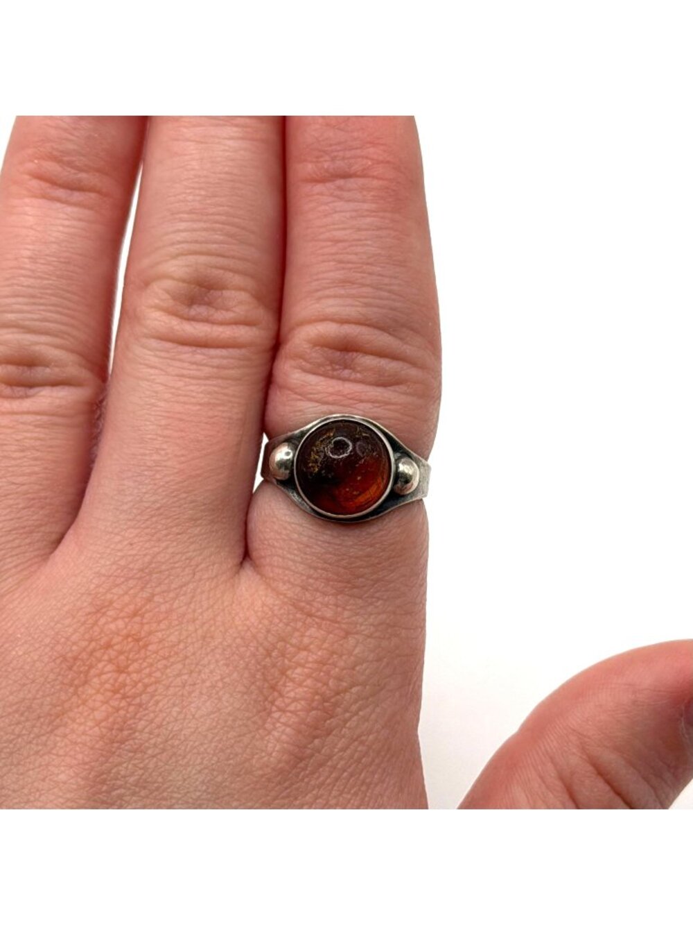Brdr Denmark 925 Sterling Silver Baltic Amber Ring Sz 6.5
